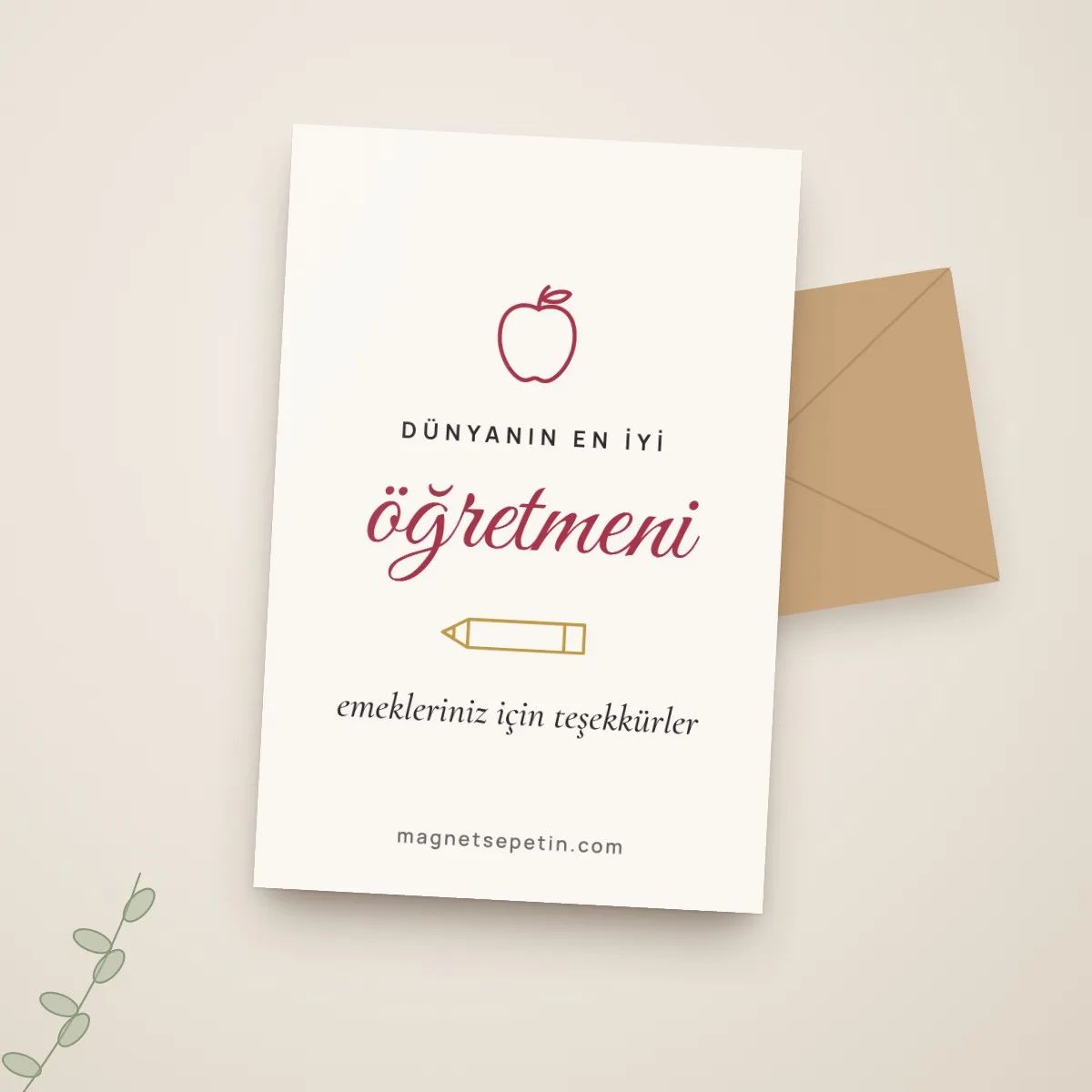 Dünyanın En İyi Öğretmeni Motto Kartı